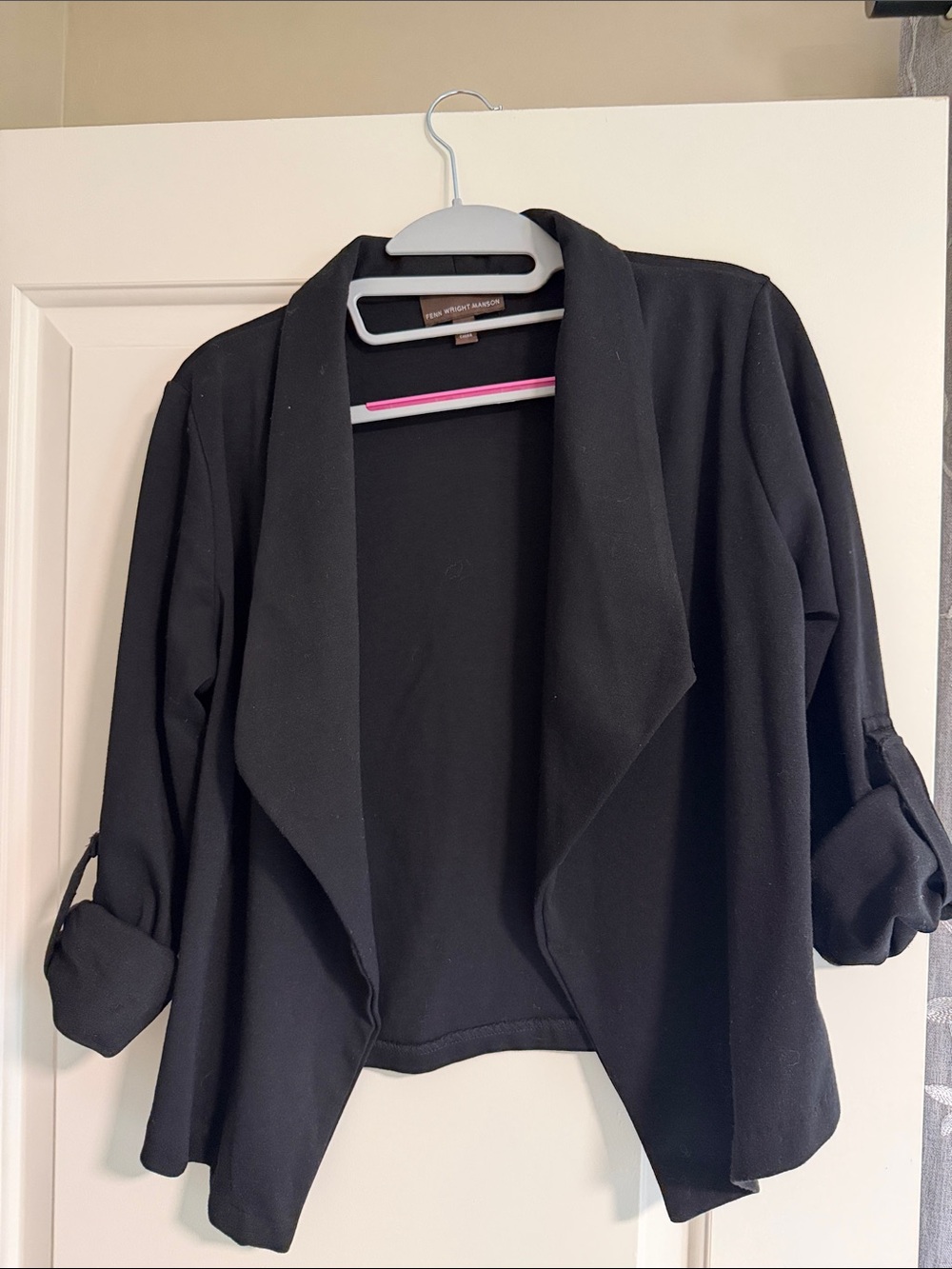 Fenn Wright Manson Black Open-Front Draped Blazer